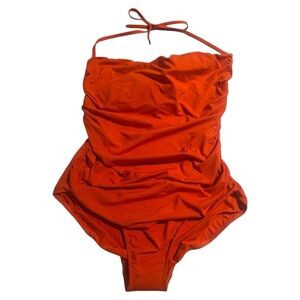 NWT Calvin Klein Sz 14 One Piece Swimsuit Shirred Tummy-Control Mandarin Orange